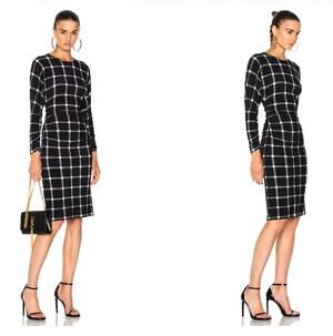 Norma Kamali Shirred Waist Dress in Plaid Size Medium
